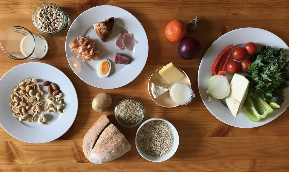 table set with recommended servings in the planetary health diet